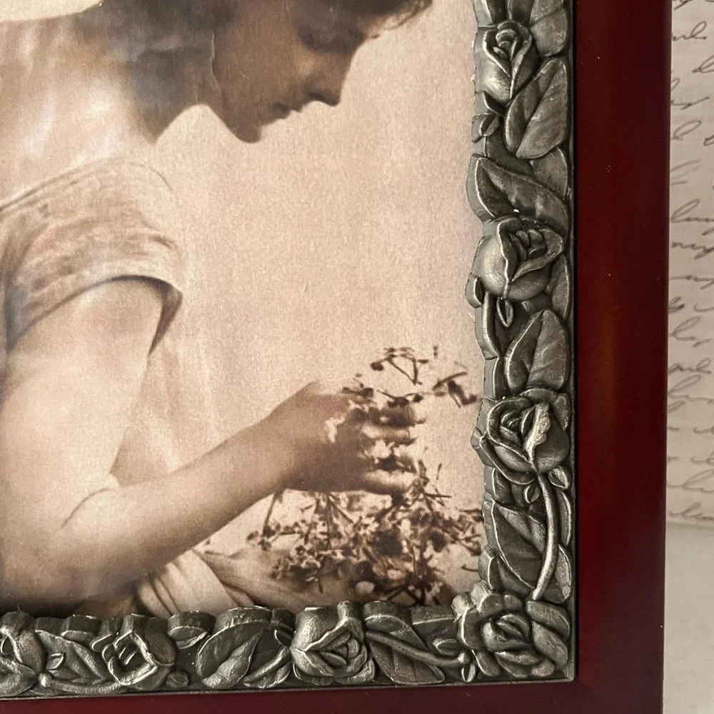 Vintage wooden pewter frame